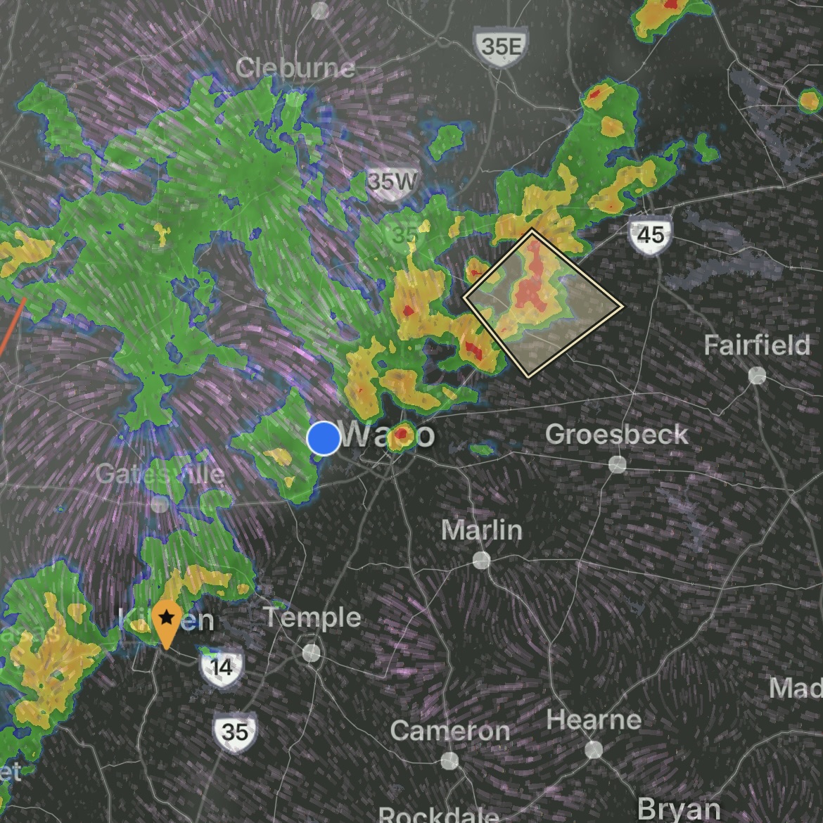 Multi-County Thunderstorm System Affects Central Texas - August 12, 2025